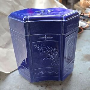 Royal Blue Ceramic Hexagonal Vase